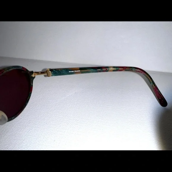 Vintage Jacomo Womens Italy Sunglasses Round Tortoise Teal Designer Gold Brass - Picture 6 of 10